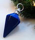 Kersthanger - kerstbal - fluweelstof glitter - 13 cm lang - blauw (nieuw) - 1 - Thumbnail