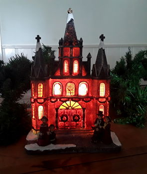 Kerstverlichting: kerk / kathedraal voor kerstdorp - Kerstdecoratie - 0