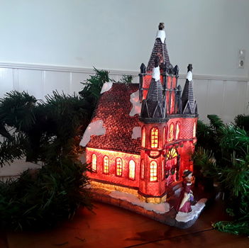 Kerstverlichting: kerk / kathedraal voor kerstdorp - Kerstdecoratie - 2