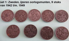 oude Zweedse munten, ijzeren oorlogsmunten 1 öre 1942/1959