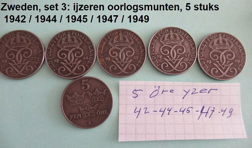 oude Zweedse munten, set 3, periode 1942/1949 - 0