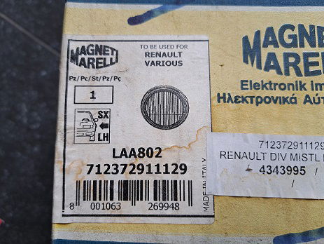 Renault diverse modellen Mistlamp Mistlicht Magneti Marelli LAA802 712372911129 Links - 3