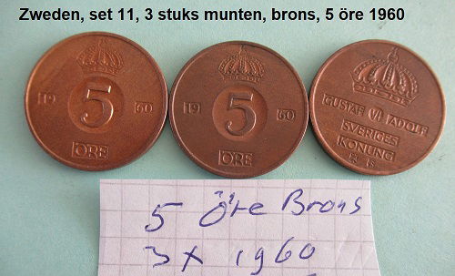 Zweden, div. sets oude bronzen munten, set 7, 8, 9, 10, 11, 12 en 12A - 4