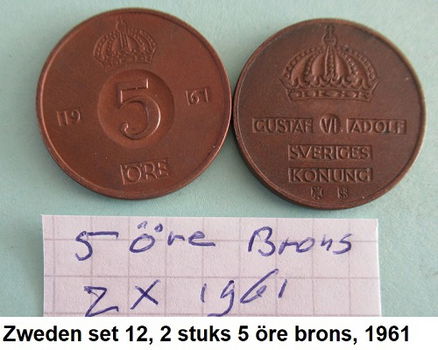 Zweden, div. sets oude bronzen munten, set 7, 8, 9, 10, 11, 12 en 12A - 5