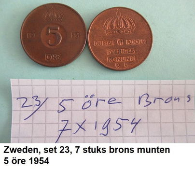 Zweden oude Zweedse munten in brons, sets 21, 22, 23, 24, 25, 26 en 26A - 2