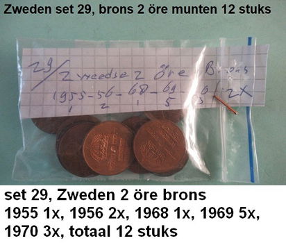 Zweden, sets oude bronzen en koperen munten, sets nr. 27, 28, 29, 30, 31, 33,34 - 2