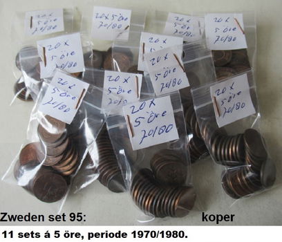 Zweden, oude munten in koper en brons, complete sets, nr. 34a, 35, 36, 91, 92 en 95 - 5