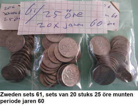 Zweden, oude munten, div. sets, nr. 61, 62, 70, 71, 71a, 72 en set 75 - 0