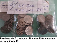 Zweden, oude munten, div. sets, nr. 61, 62, 70, 71, 71a, 72 en set 75