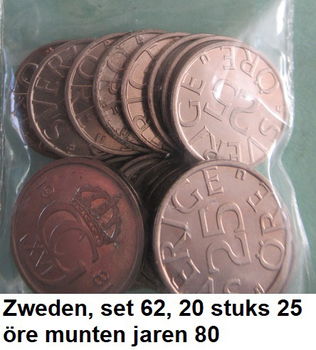 Zweden, oude munten, div. sets, nr. 61, 62, 70, 71, 71a, 72 en set 75 - 1