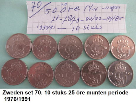 Zweden, oude munten, div. sets, nr. 61, 62, 70, 71, 71a, 72 en set 75 - 2