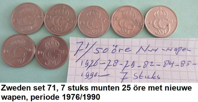 Zweden, oude munten, div. sets, nr. 61, 62, 70, 71, 71a, 72 en set 75 - 3