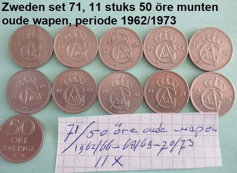 Zweden, oude munten, div. sets, nr. 61, 62, 70, 71, 71a, 72 en set 75 - 4