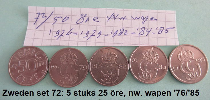 Zweden, oude munten, div. sets, nr. 61, 62, 70, 71, 71a, 72 en set 75 - 5