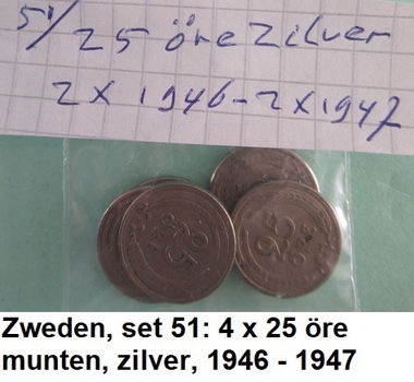 Zweden, div. sets oude o.a. zilveren, munten, set nr. 37, 40a, 41, 45, 51 en 51a - 4