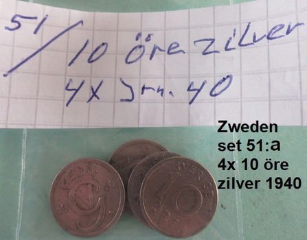 Zweden, div. sets oude o.a. zilveren, munten, set nr. 37, 40a, 41, 45, 51 en 51a - 5