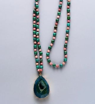 Stijlvolle elegante ketting met Turkoois, Jaspis en Agaat - 3