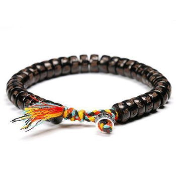 Tibetaanse armband met mantrakralen van kokosnoot - 1