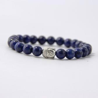 Lapis Lazuli armband met zilverkleurige Boeddhakraal - 0