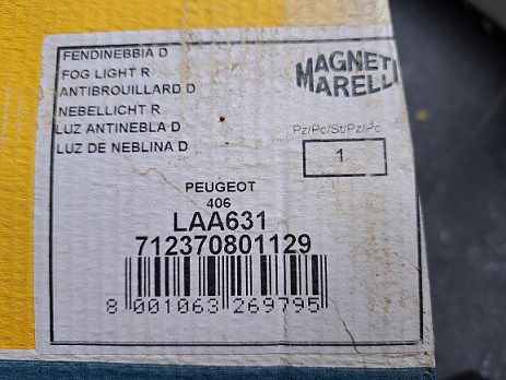 Peugeot 406 Mistlamp Mistlicht Magneti Marelli LAA631 712370801129 Rechts - 4