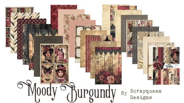 Printable set Moody Burgundy - 0