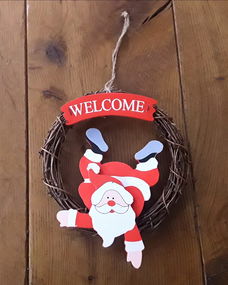 Welkomskrans met kerstman - krans Welcome - kerstdecoratie