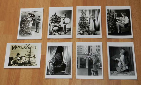 8 Nostalgische Hollywood Kerstkaarten - set B - 0