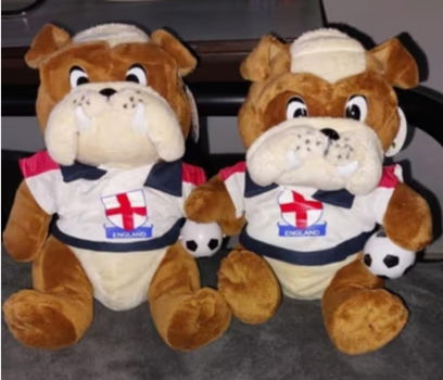 2x engelse bulldog england voetbal knuffel - 0