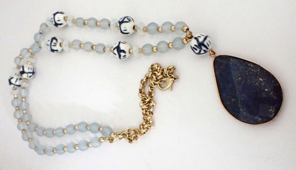 Lange ketting met hanger van Lapis Lazuli - 0