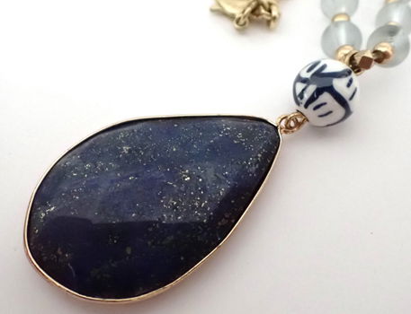 Lange ketting met hanger van Lapis Lazuli - 1