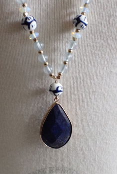 Lange ketting met hanger van Lapis Lazuli - 4