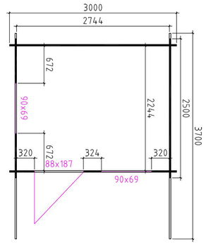 Tuinhuis-Blokhut 3026: 300 x 250 x 236(h) cm - 4