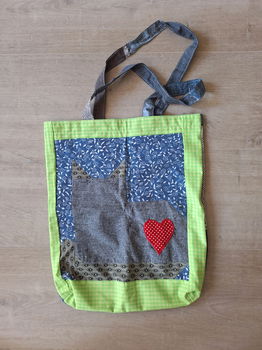 Stoffentas Opvouwbare tas. Tas met quilt kat - 0