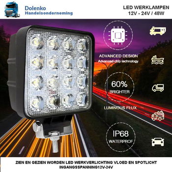 COMBO BEAM LED WERKLAMPEN – 60% Vloed - 40% Spotlicht - 2