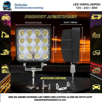 COMBO BEAM LED WERKLAMPEN – 60% Vloed - 40% Spotlicht - 3