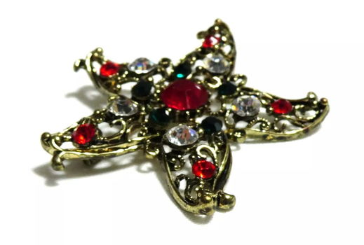 Mooie stervormige strass broche - 1