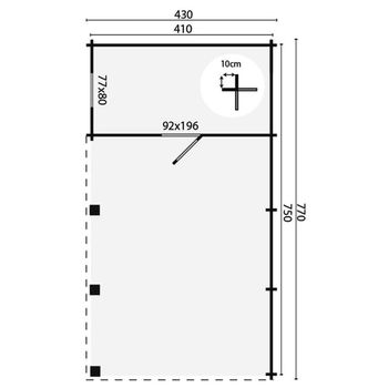 Tuinhuis-Blokhut carport overkapping met berging EVER: 219+551x430 cm - 1