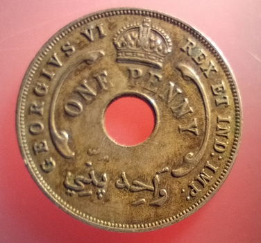 brits west afrika , 1 penny 1944 , kwaliteit zie fotos - 1