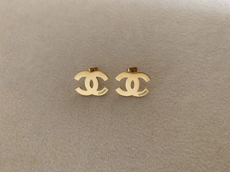 Gouden basic coco stud oorbellen letter verguld waterproof - 0