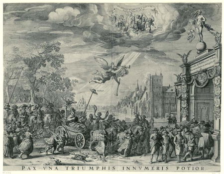 Allegorie op de Vrede van Münster, 1648 - prent - 0verdruk - 0