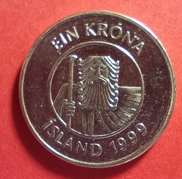 ijsland 1 krona 1999 kwaliteit zie de foto's - 0