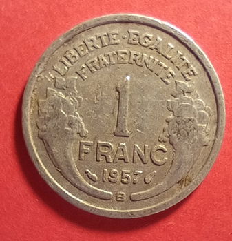 Frankrijk 1 franc 1957 (met B) kwaliteit zie de foto's - 0