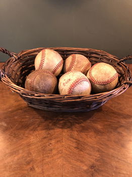 Oude Brocante Vintage Honkbal / Baseball Ballen Leer - 0