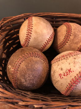 Oude Brocante Vintage Honkbal / Baseball Ballen Leer - 1