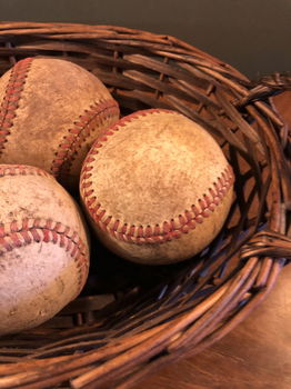 Oude Brocante Vintage Honkbal / Baseball Ballen Leer - 3