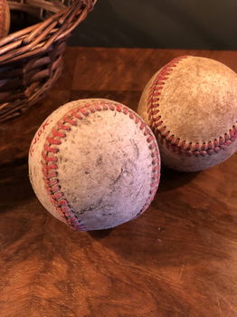 Oude Brocante Vintage Honkbal / Baseball Ballen Leer - 4