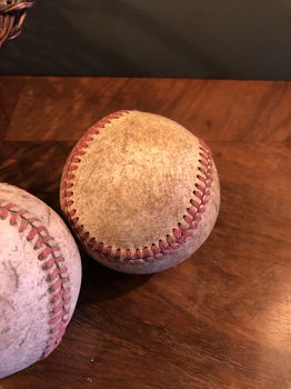 Oude Brocante Vintage Honkbal / Baseball Ballen Leer - 5