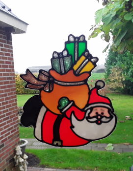 Herbruikbare raamsticker kerstman vinyl - kerstdecoratie - 0