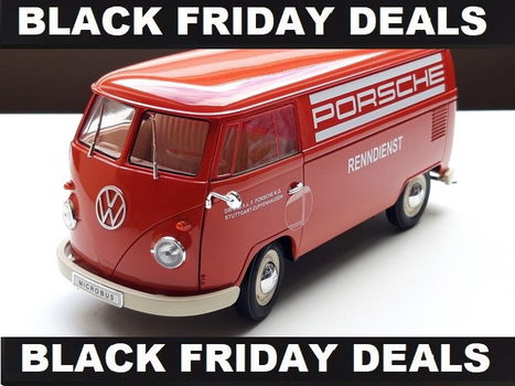 modelauto Volkswagen T1 bus Panel Van Porsche – Welly 1:18 Black Friday Deals - 0