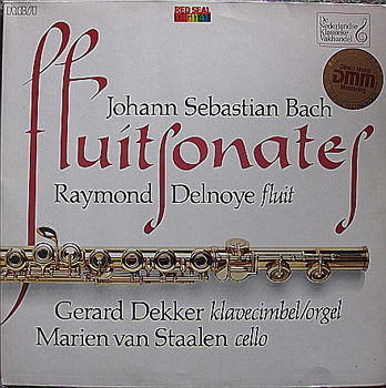 LP - Bach - Fluitsonates - Raymond Delnoye, fluit - 0